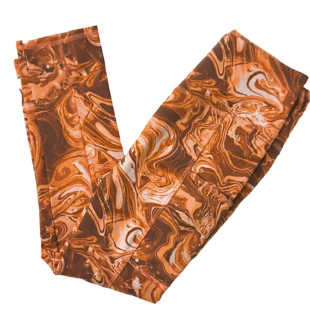 Zuda‎ orange swirl compression leggings sz XS